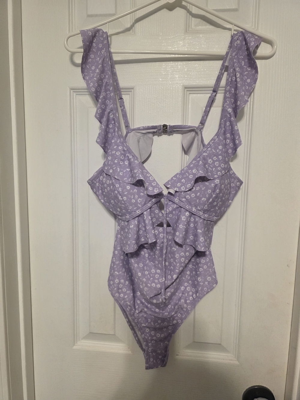 ISH Lavender Floral Ruffle One-Piece Swim